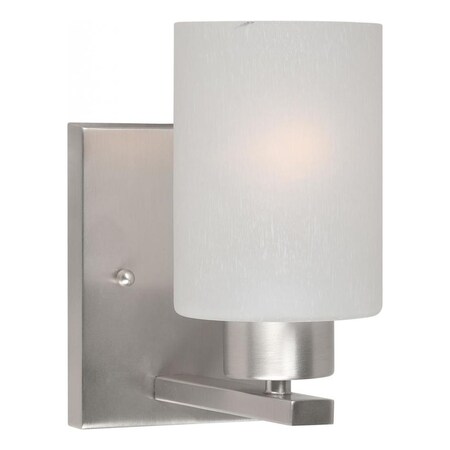 Forte One Light Brushed Nickel Frosted Seeded Glass Vanity 5086-01-55